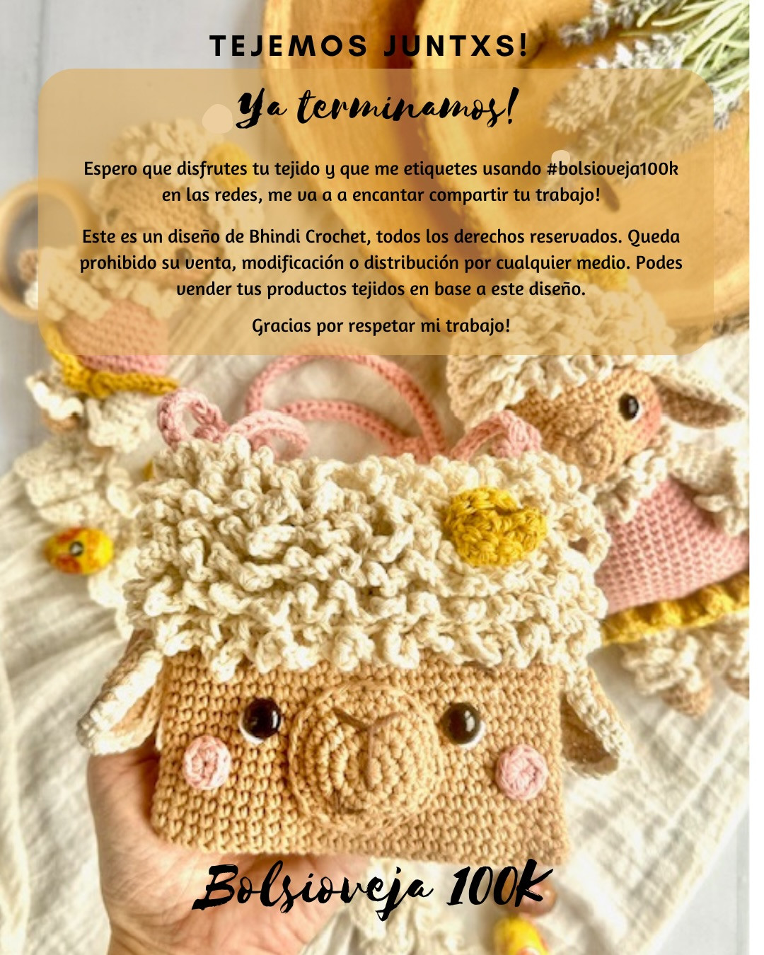 Patrón Crochet Bolsioveja 100K - Guía Gratis para Bolso Oveja con Lana Texturizada