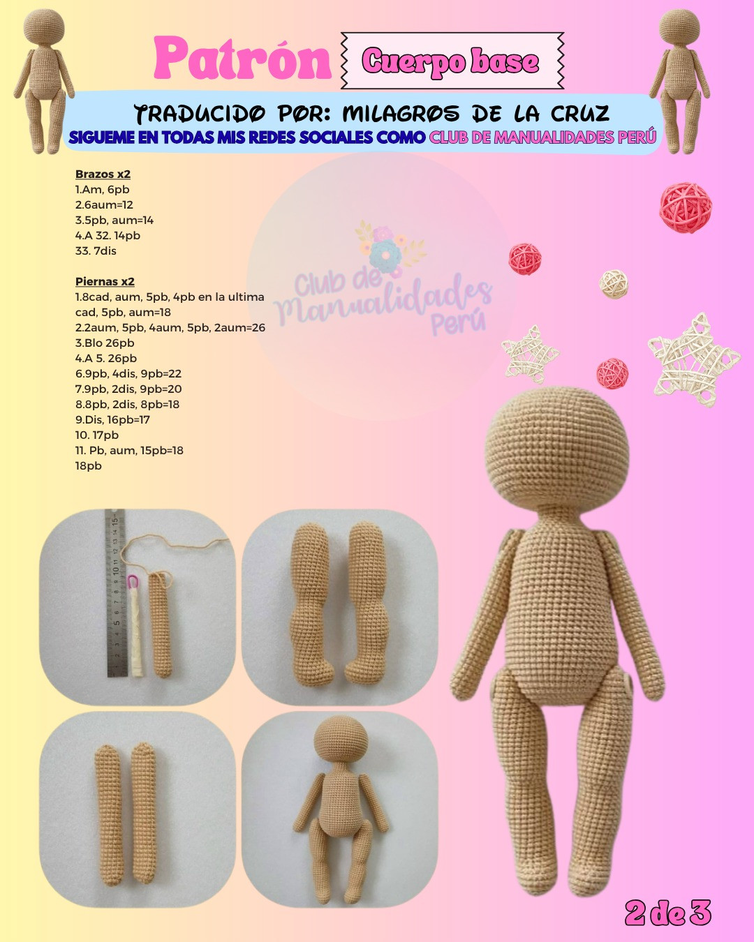 Patrón Cuerpo base para Amigurumi: Guía completa de tejido paso a paso en español