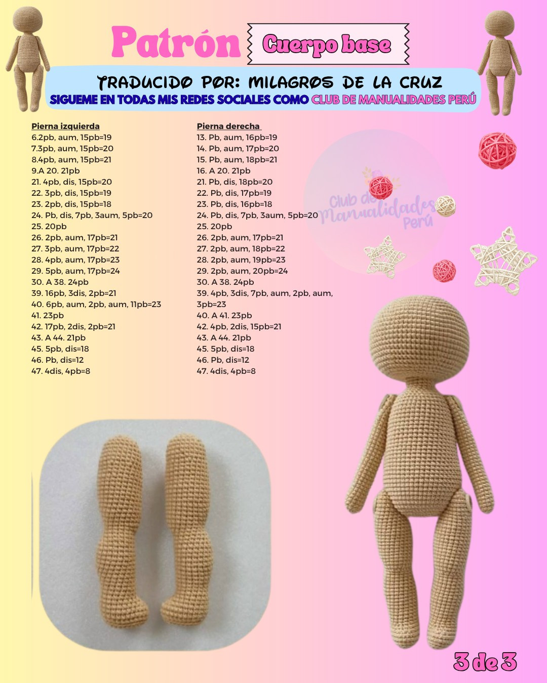 Patrón Cuerpo base para Amigurumi: Guía completa de tejido paso a paso en español