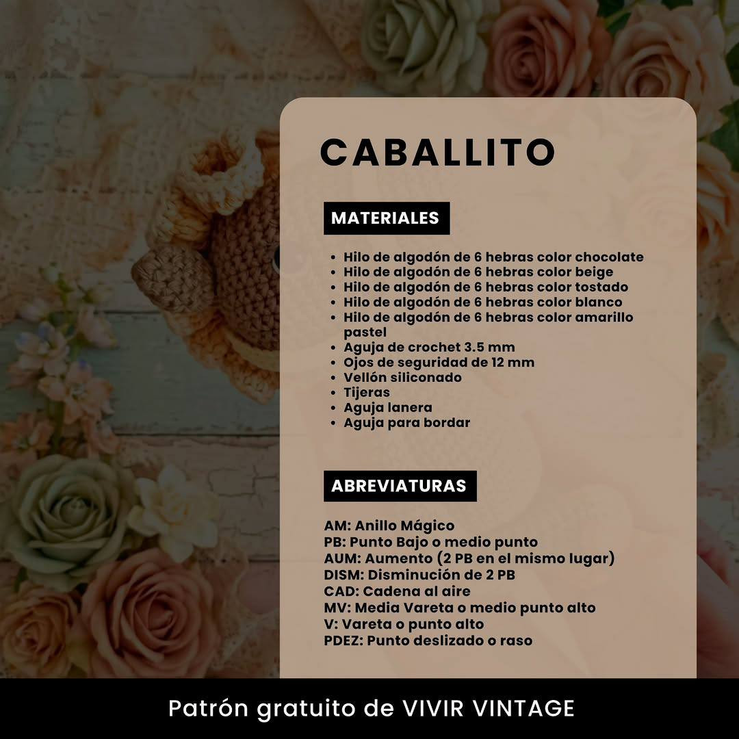 Patrón Gratis Caballito Amigurumi - Instrucciones Paso a Paso para Tejer un Pony Mignon