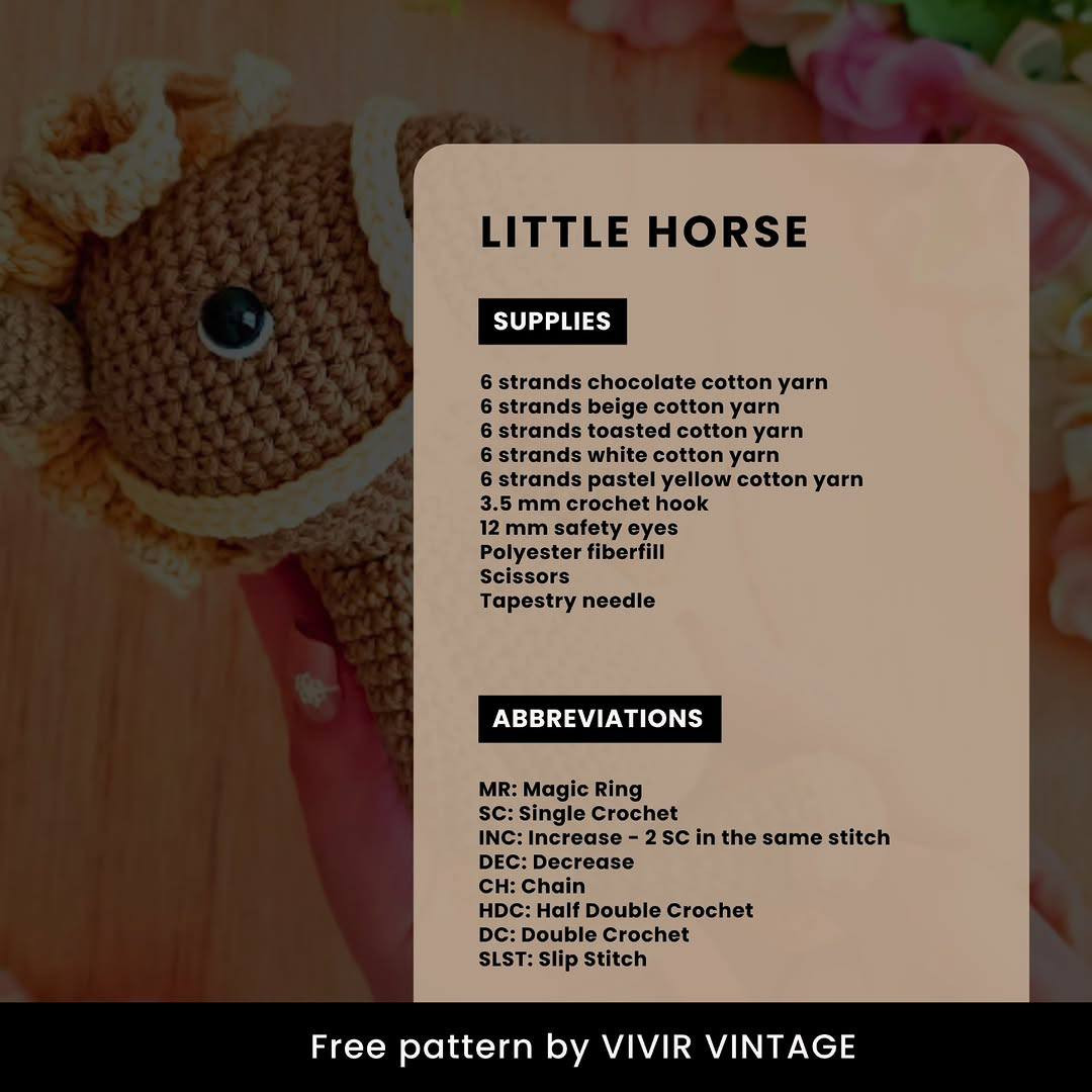 Patrón Gratis Caballito Amigurumi - Instrucciones Paso a Paso para Tejer un Pony Mignon