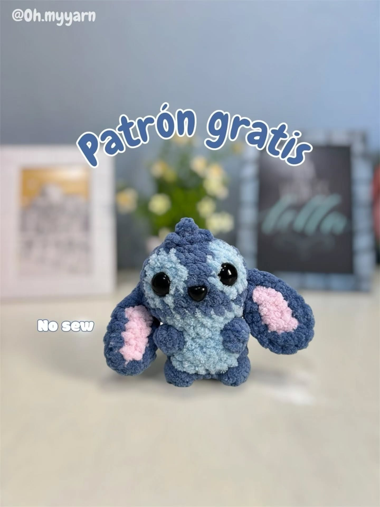 Patrón gratis de Stitch amigurumi sin costuras con chenille grueso