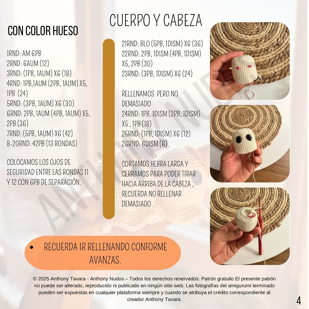Patron Gratis Fantasmita Halloween Amigurumi - Tutorial Crochet by Anthony Nudos