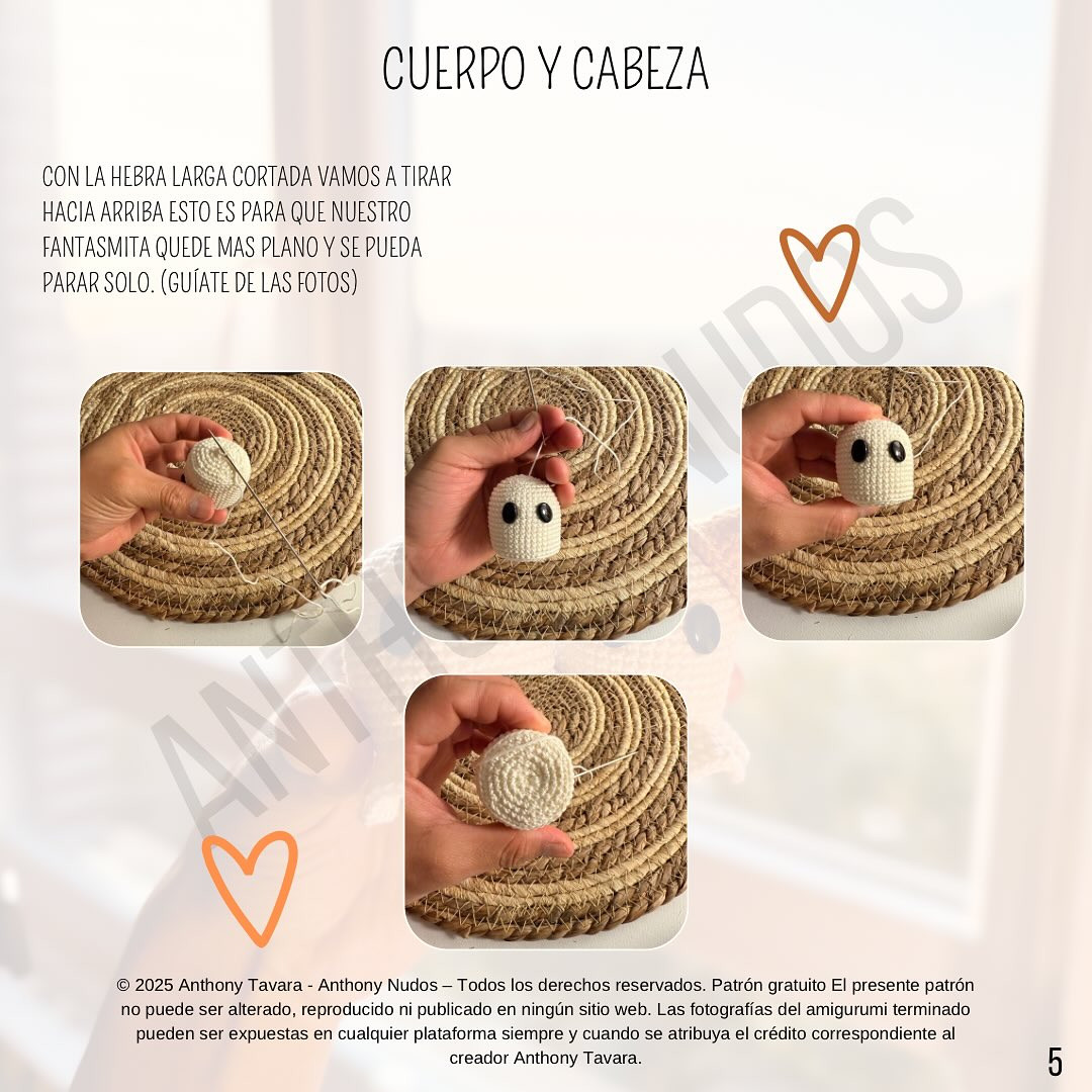 Patron Gratis Fantasmita Halloween Amigurumi - Tutorial Crochet by Anthony Nudos
