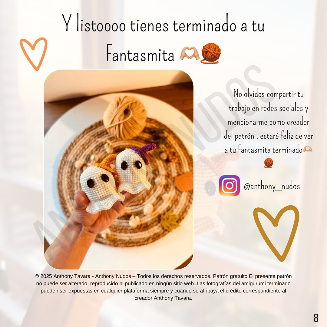 Patron Gratis Fantasmita Halloween Amigurumi - Tutorial Crochet by Anthony Nudos