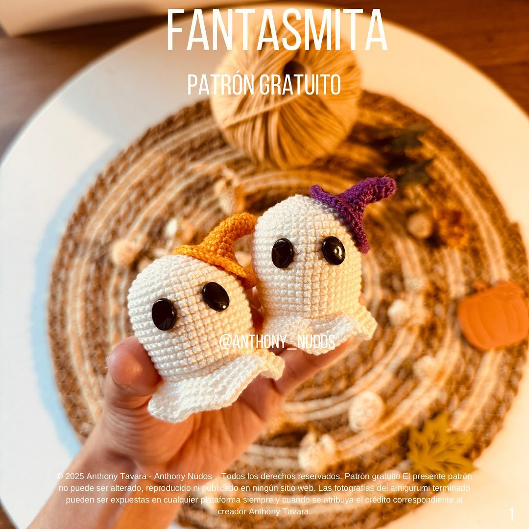 Patron Gratis Fantasmita Halloween Amigurumi - Tutorial Crochet by Anthony Nudos