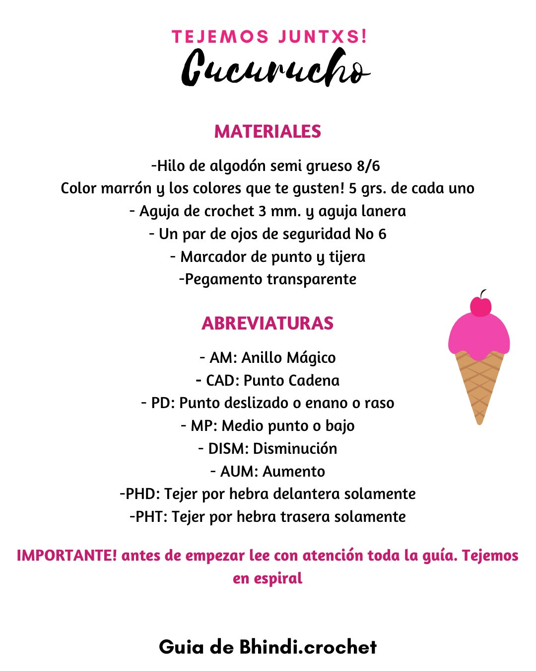 Patrón Gratis: Heladitos de Móc Len (Paleta y Cucurucho) - Guía Paso a Paso Tejemos Juntxs