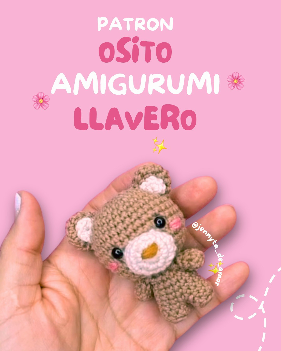 Patrón Gratis Osito Llavero Amigurumi - Tutorial Paso a Paso