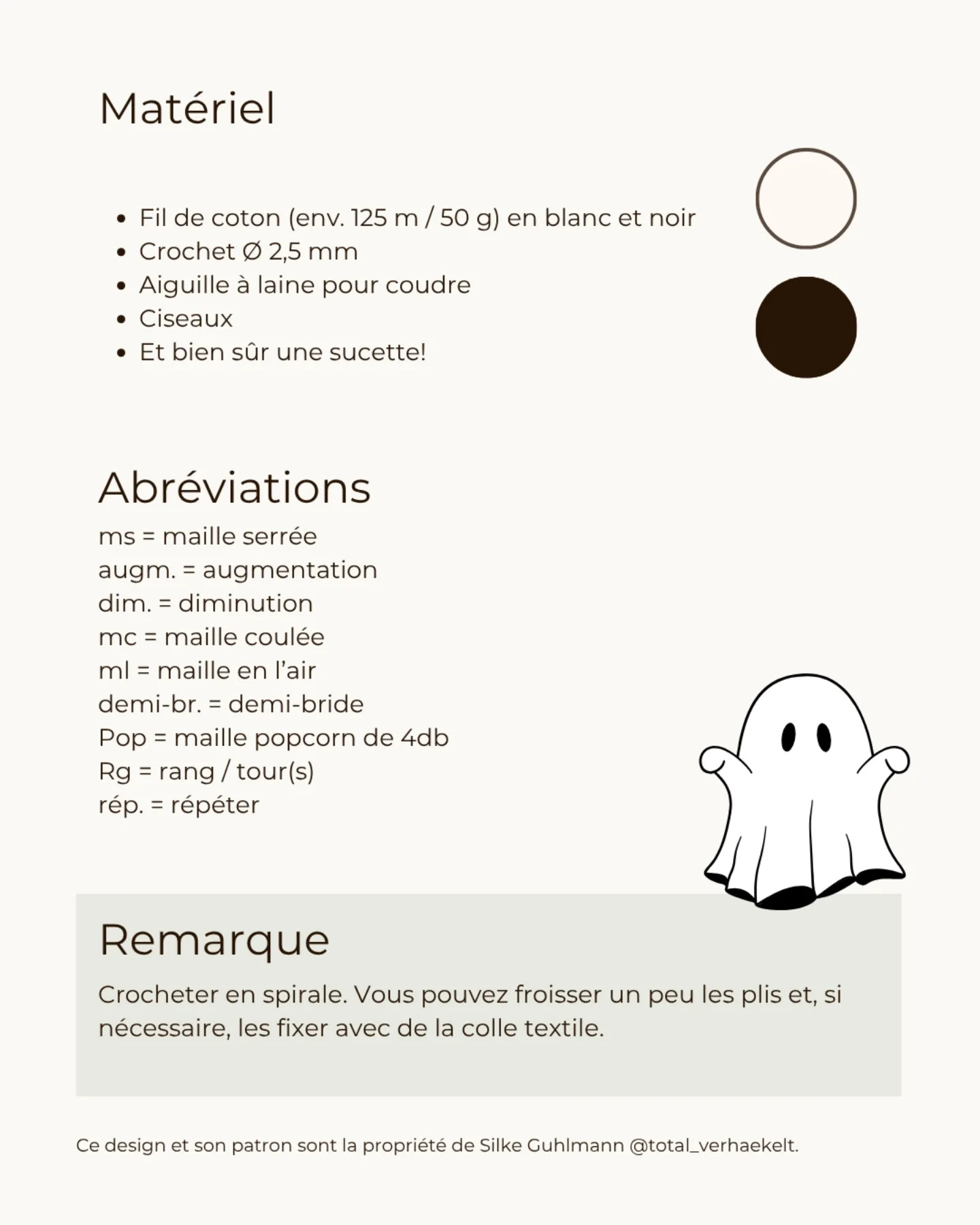 Patron gratuit Lollo le petit fantôme - Tutoriel crochet amigurumi Halloween