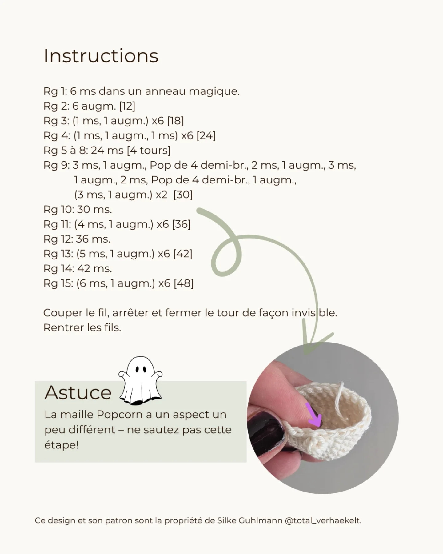 Patron gratuit Lollo le petit fantôme - Tutoriel crochet amigurumi Halloween