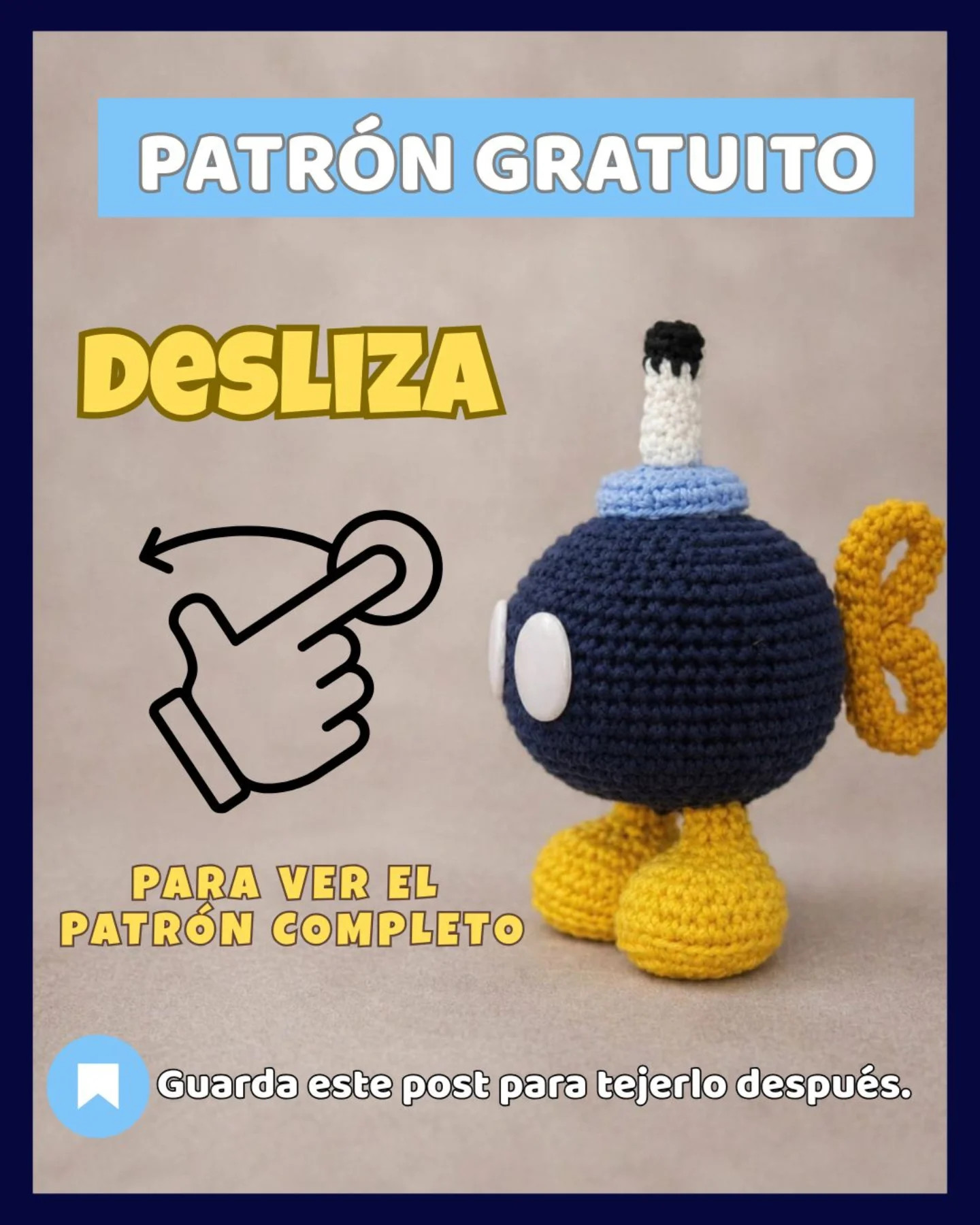 Patrón Gratuito Amigurumi Bomb (Bob-omb) - Colección Reino Champiñón