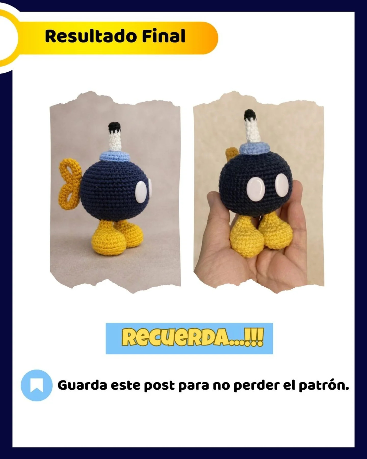 Patrón Gratuito Amigurumi Bomb (Bob-omb) - Colección Reino Champiñón