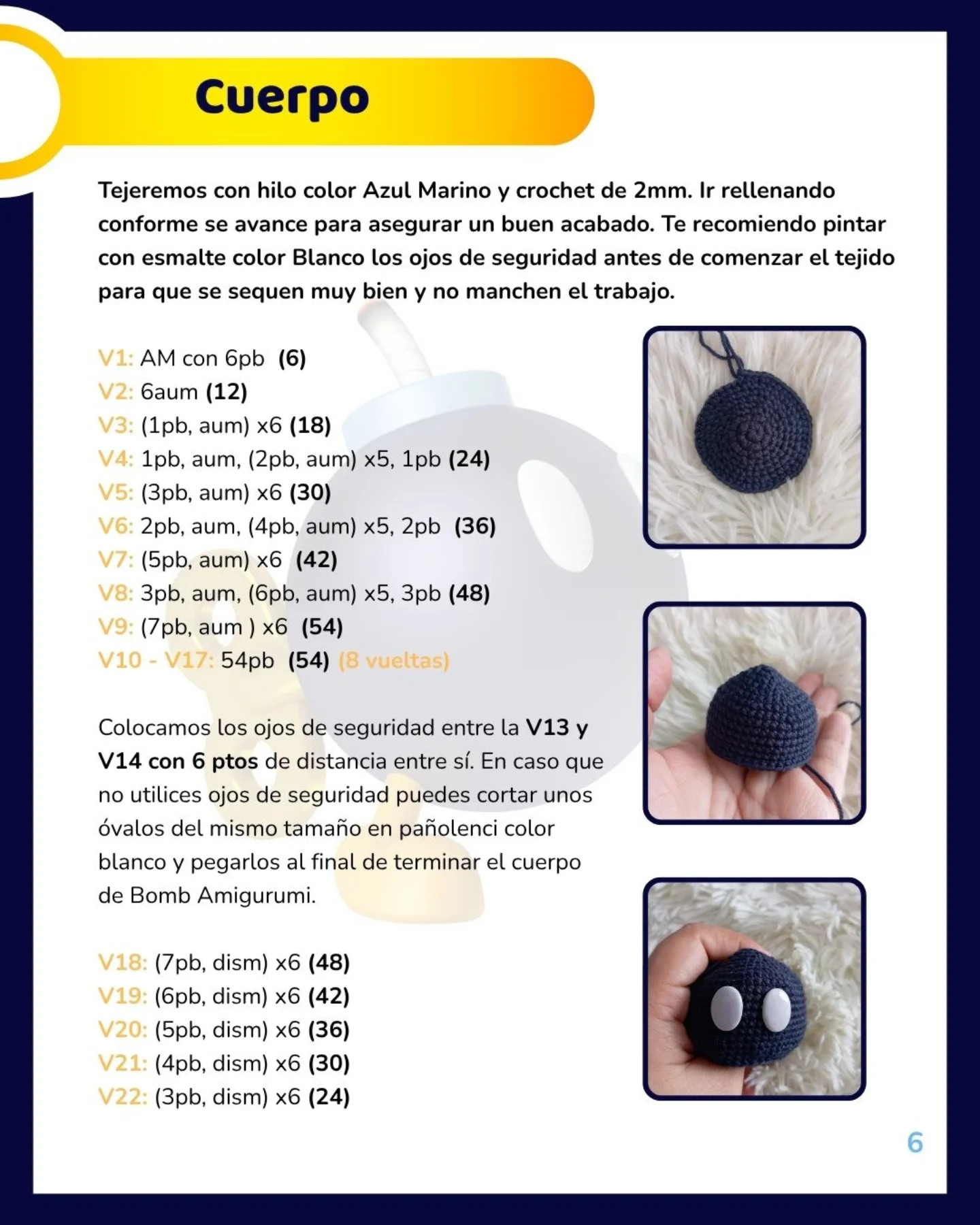 Patrón Gratuito Amigurumi Bomb (Bob-omb) - Colección Reino Champiñón