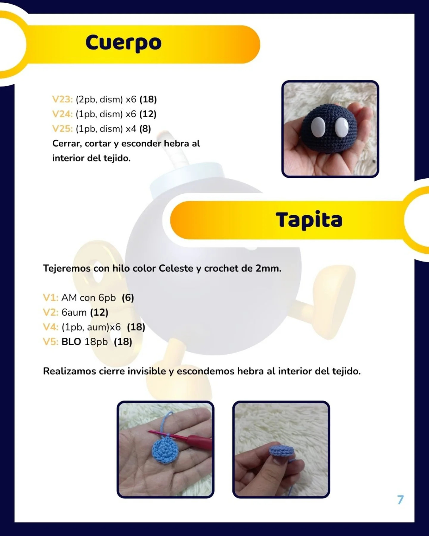 Patrón Gratuito Amigurumi Bomb (Bob-omb) - Colección Reino Champiñón