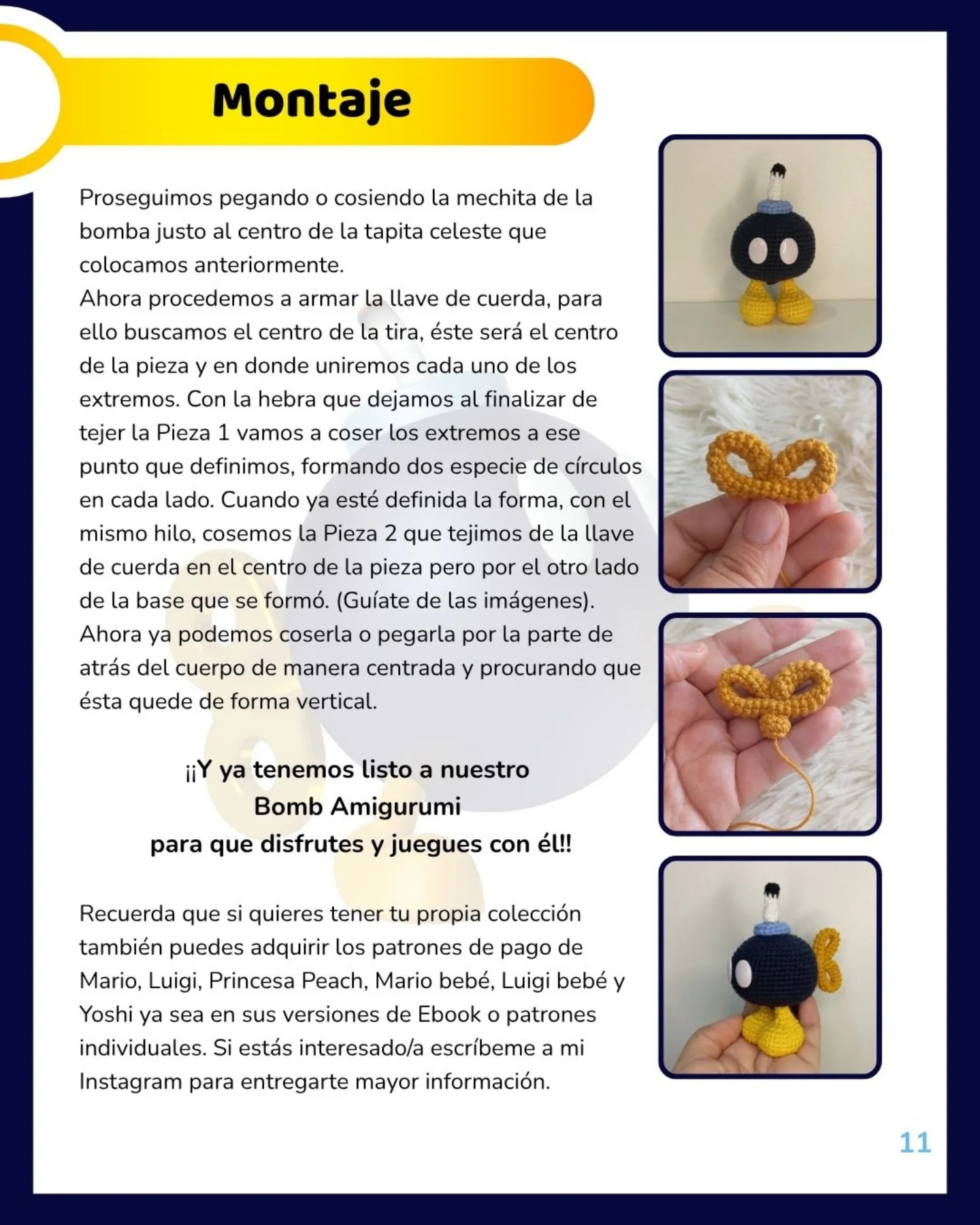 Patrón Gratuito Amigurumi Bomb (Bob-omb) - Colección Reino Champiñón