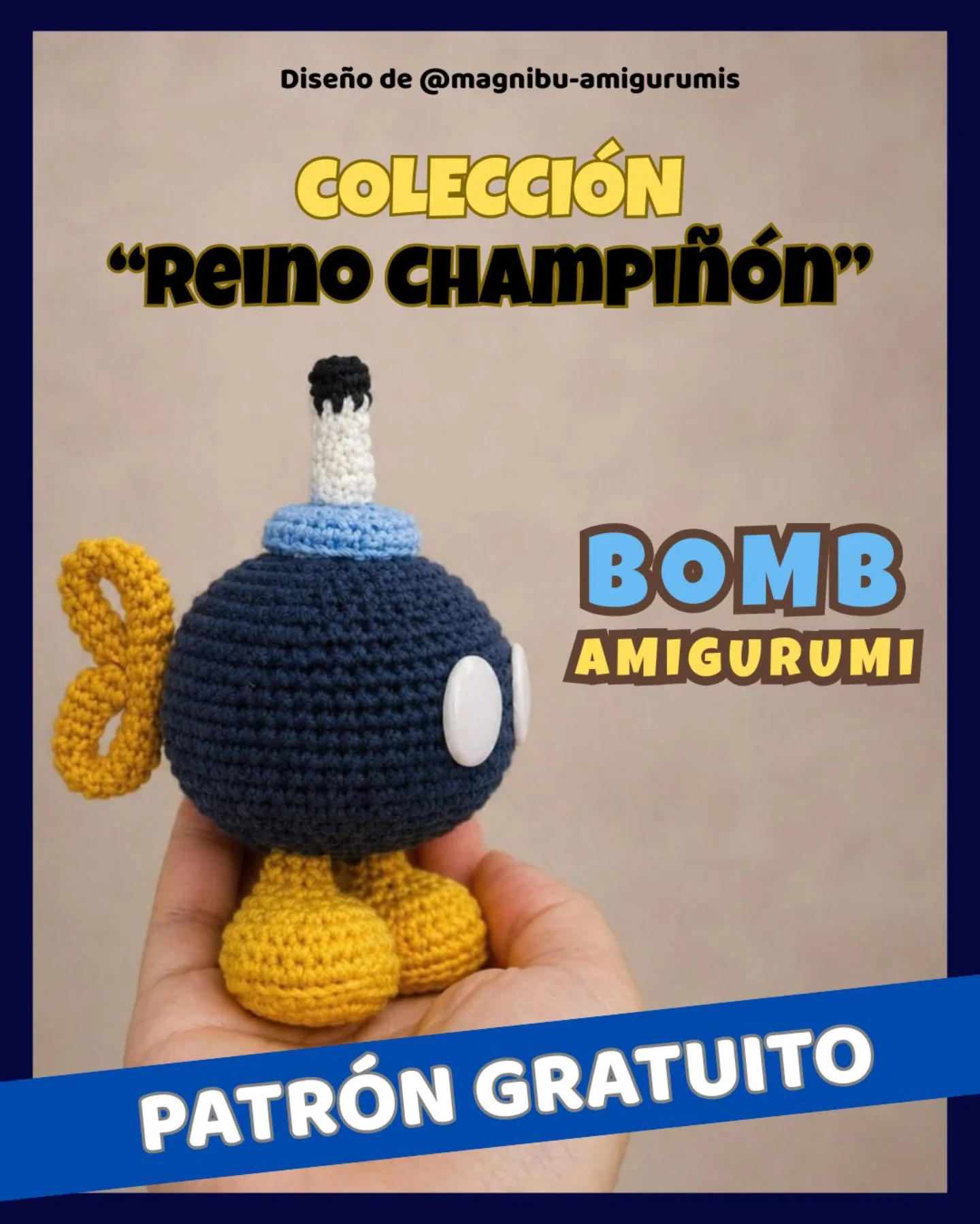 Patrón Gratuito Amigurumi Bomb (Bob-omb) - Colección Reino Champiñón