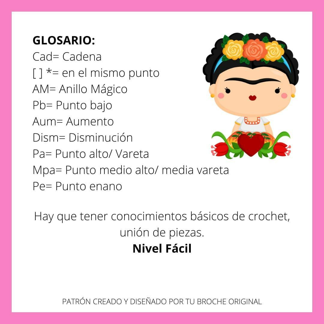 Patrón Gratuito Amigurumi Frida Kahlo - Búp bê móc len dễ thương với hoa trên tóc, khăn quàng hồng và váy xanh lá