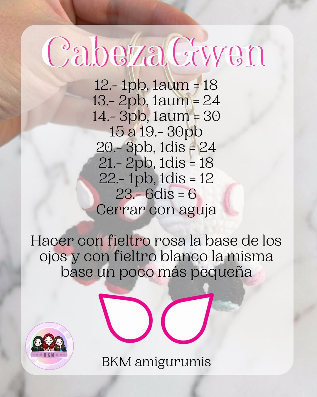 Patrón Gratuito Amigurumi Gwen y Miles Morales Llaveros Spider-Man