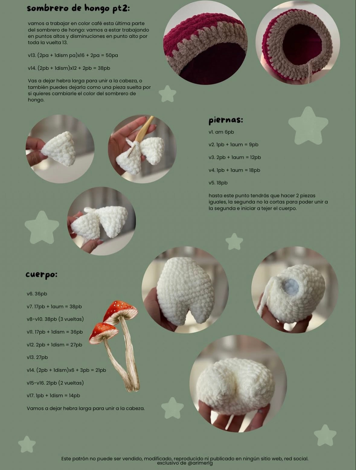 Patrón Gratuito Amigurumi Hombre Hongo: Guía Paso a Paso para Tejer Búp bê Nấm