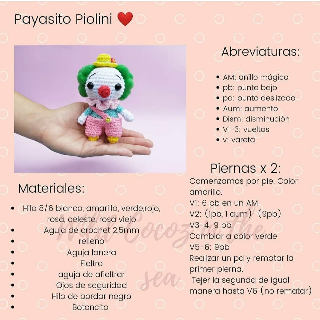 Patrón Gratuito Amigurumi Payasito Piolini: Guía de Tejer Búfete con Sombrero Amarillo y Pantalones Rosas