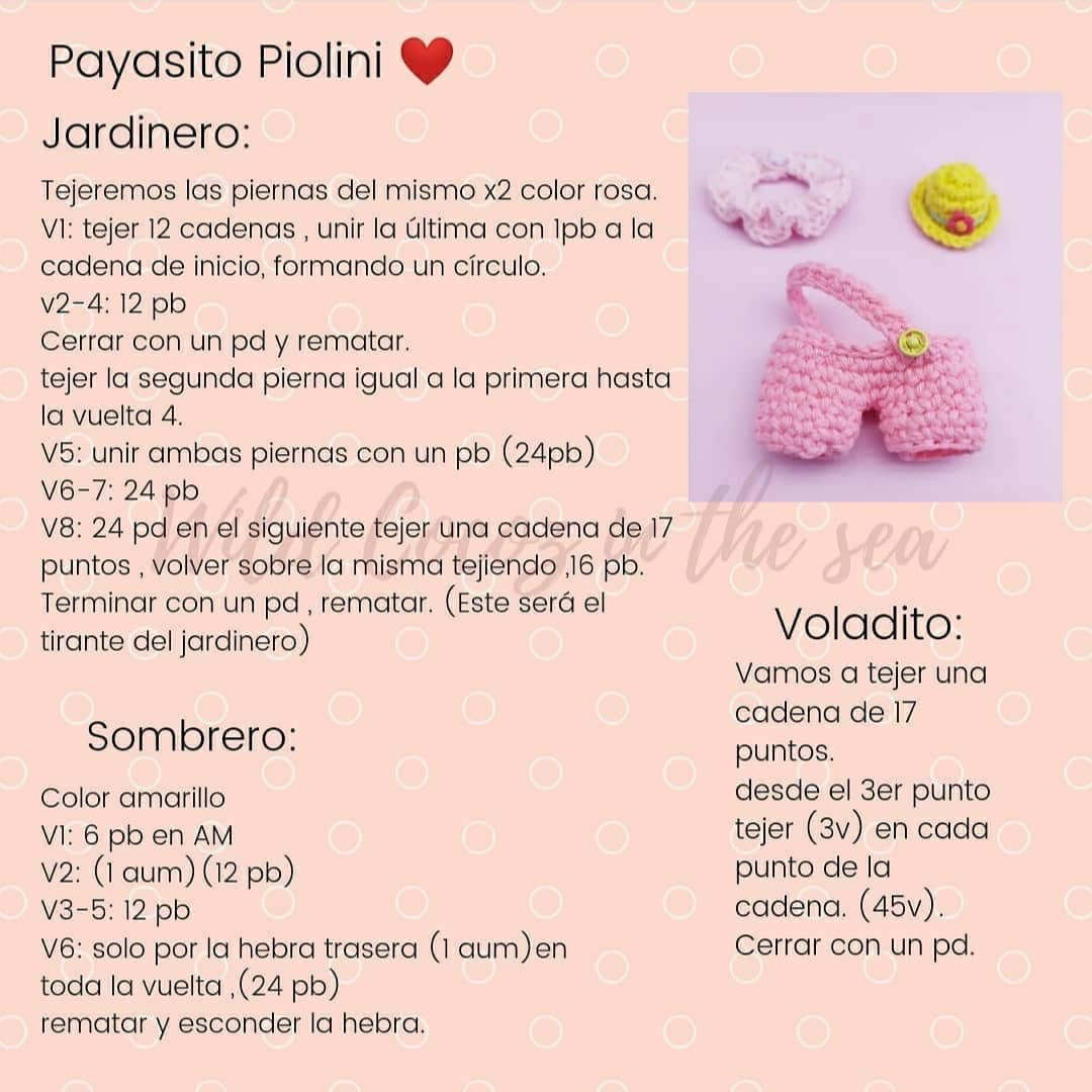 Patrón Gratuito Amigurumi Payasito Piolini: Guía de Tejer Búfete con Sombrero Amarillo y Pantalones Rosas
