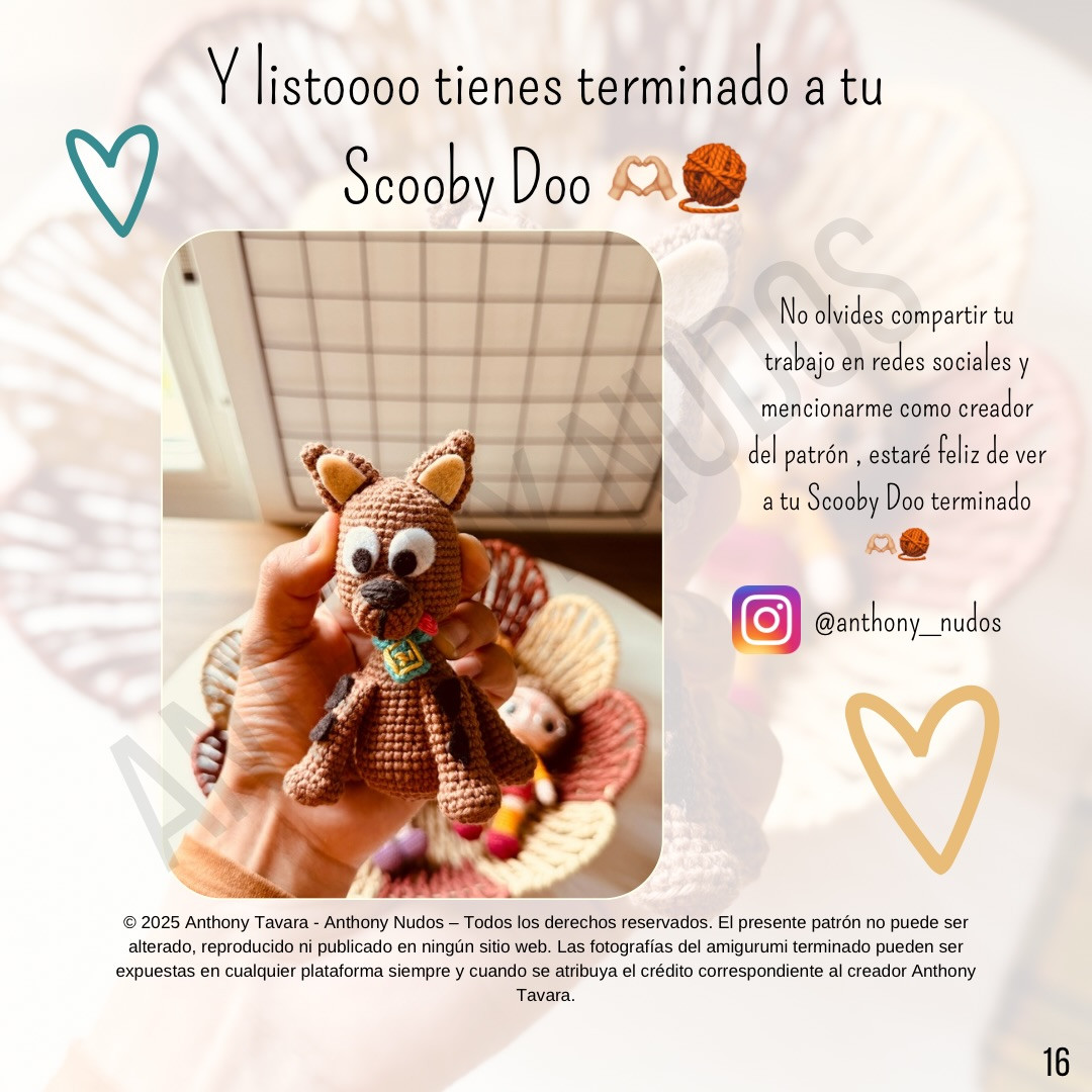 Patrón Gratuito Amigurumi Scooby Doo Mini - Crochet Pattern by Anthony Nudos
