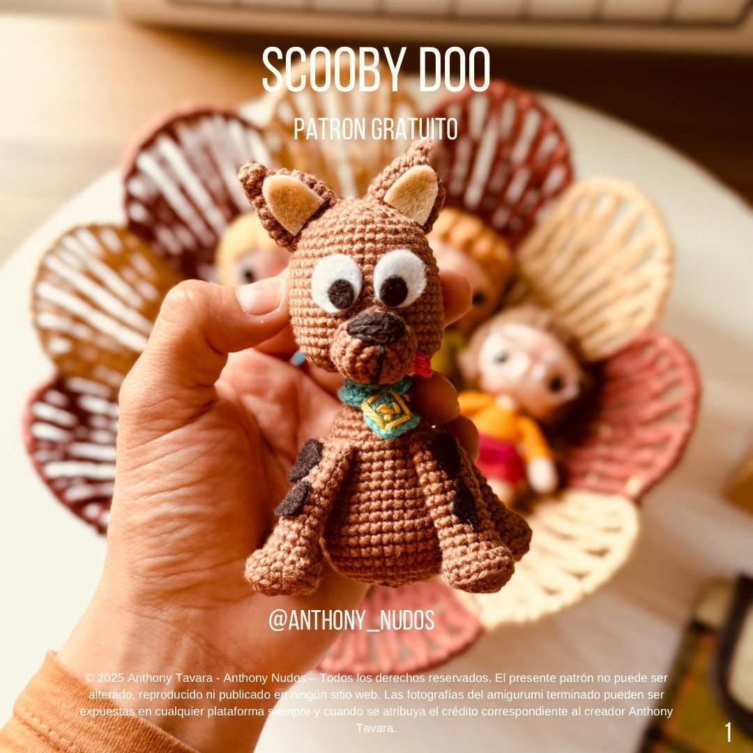 Patrón Gratuito Amigurumi Scooby Doo Mini - Crochet Pattern by Anthony Nudos