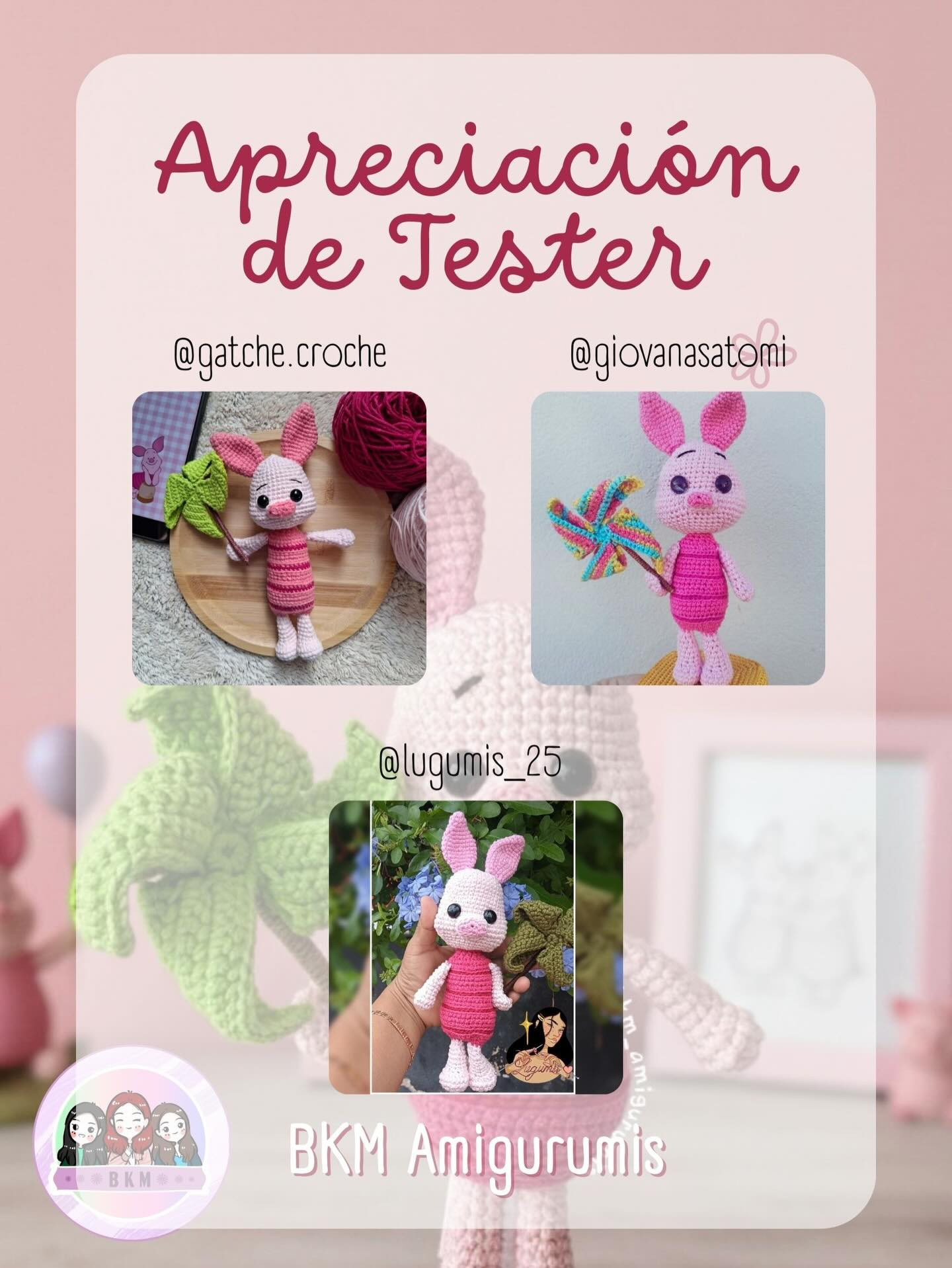 Patrón Gratuito BKM Amigurumis: Muñeco de conejo rosa con vestido fucsia y abanico verde, materiales y abreviaturas