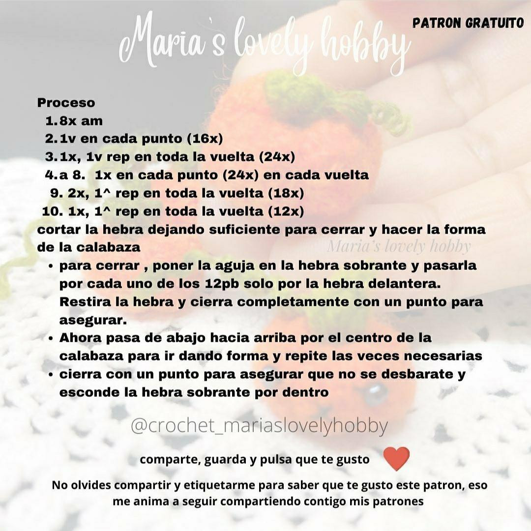 Patrón Gratuito: Calabaza Amigurumi Pequeña de Halloween con Tallo y Carita