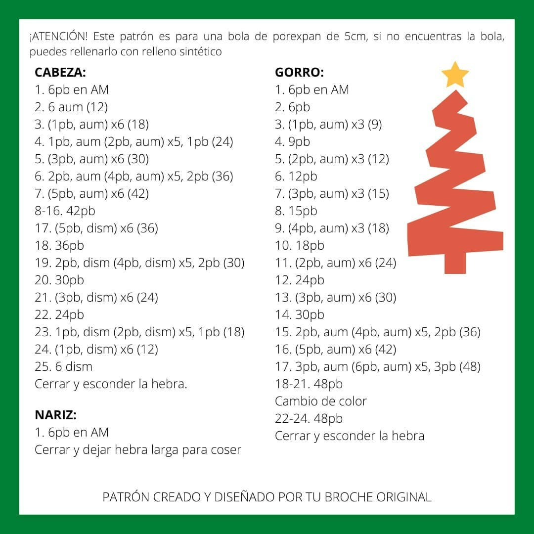 Patrón Gratuito de Amigurumi: Cabeza de Santa Claus Navideña con Barba Blanca y Gorro Rojo