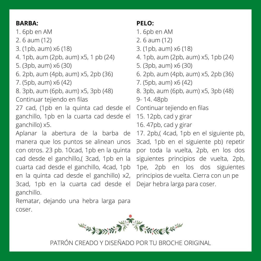 Patrón Gratuito de Amigurumi: Cabeza de Santa Claus Navideña con Barba Blanca y Gorro Rojo