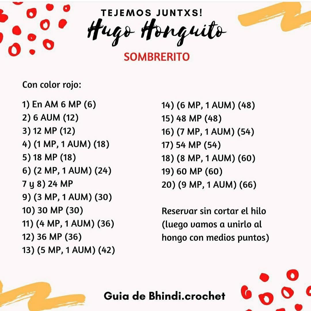 Patrón Gratuito de Amigurumi: Hugo Honguito (Hongo) - Guía paso a paso con materiales y abreviaturas