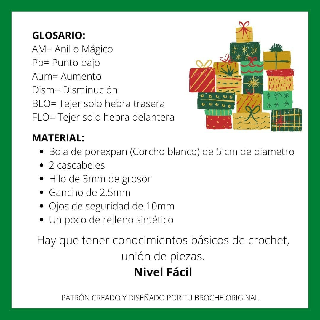 Patrón Gratuito de Ciervo Rudolph Amigurumi para Decoración de Navidad con Cascabeles