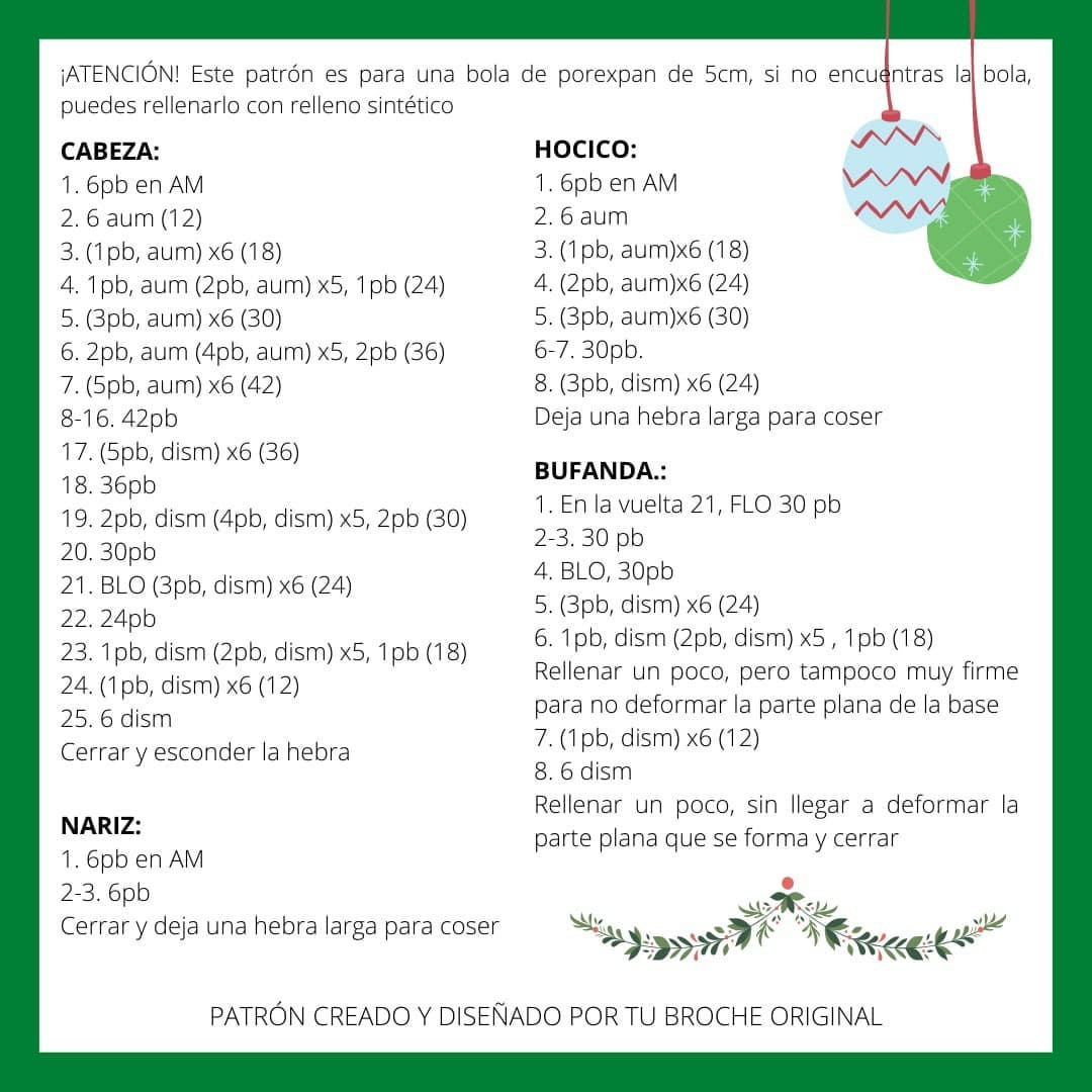 Patrón Gratuito de Ciervo Rudolph Amigurumi para Decoración de Navidad con Cascabeles