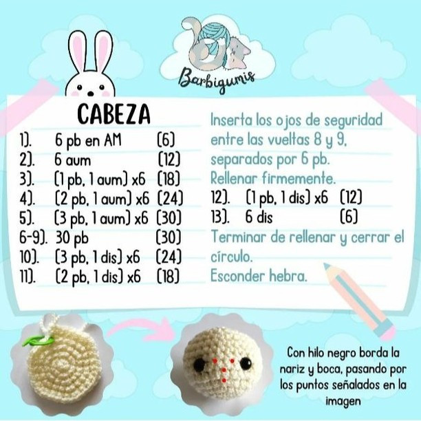 Patrón Gratuito de Conejito Amigurumi: Guía Paso a Paso para Mascarilla, Orejas y Cuerpo