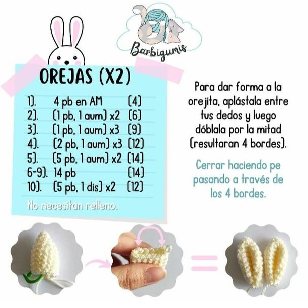Patrón Gratuito de Conejito Amigurumi: Guía Paso a Paso para Mascarilla, Orejas y Cuerpo