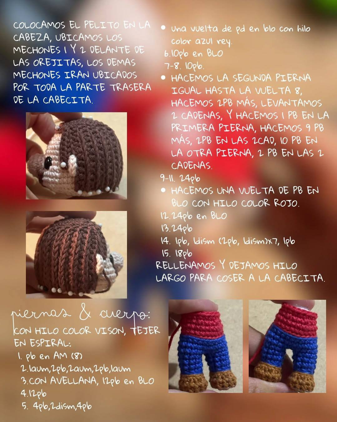 Patrón Gratuito de Crochet: Amigurumi Mario Bros con Hilo Cotton y Chenille