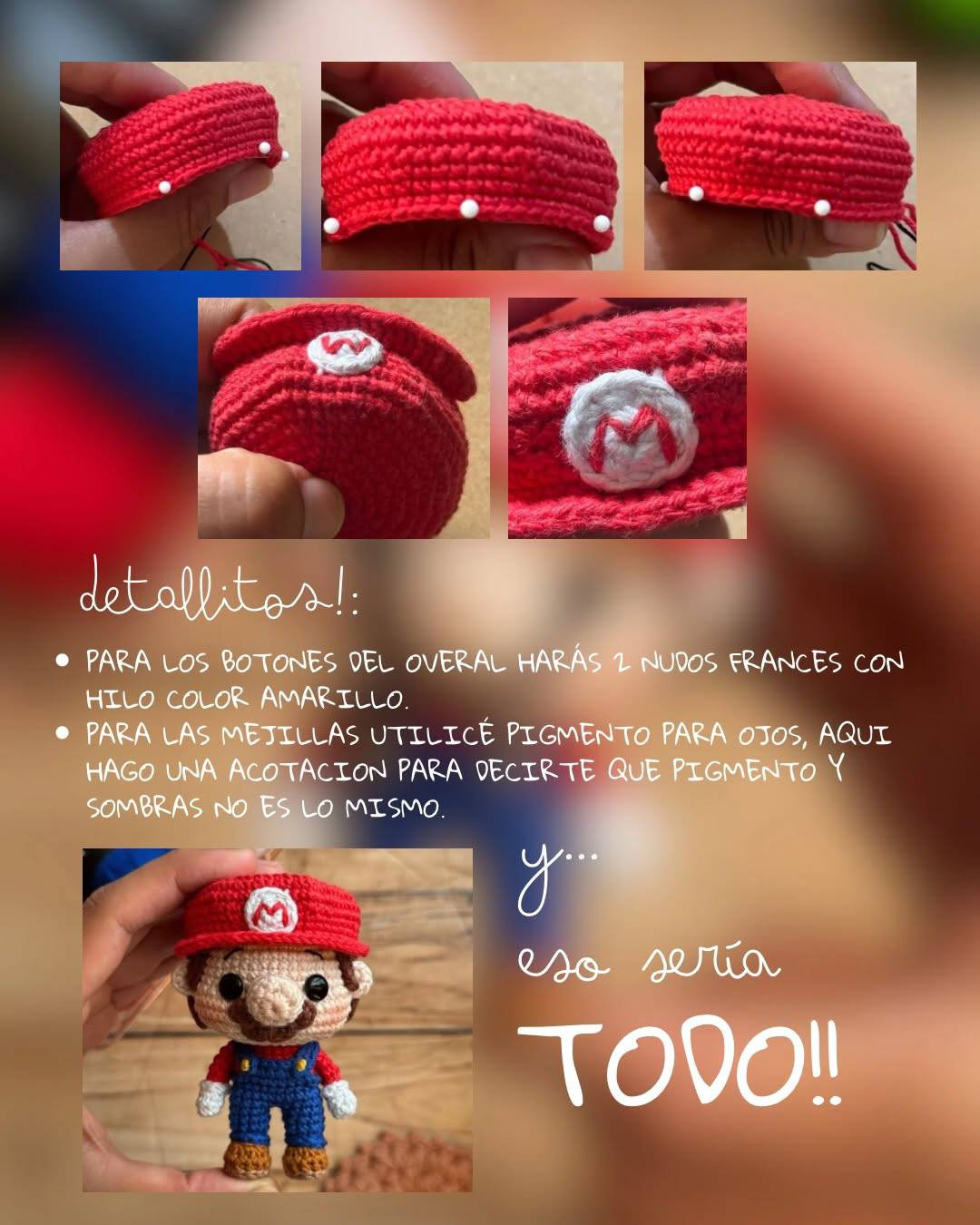 Patrón Gratuito de Crochet: Amigurumi Mario Bros con Hilo Cotton y Chenille