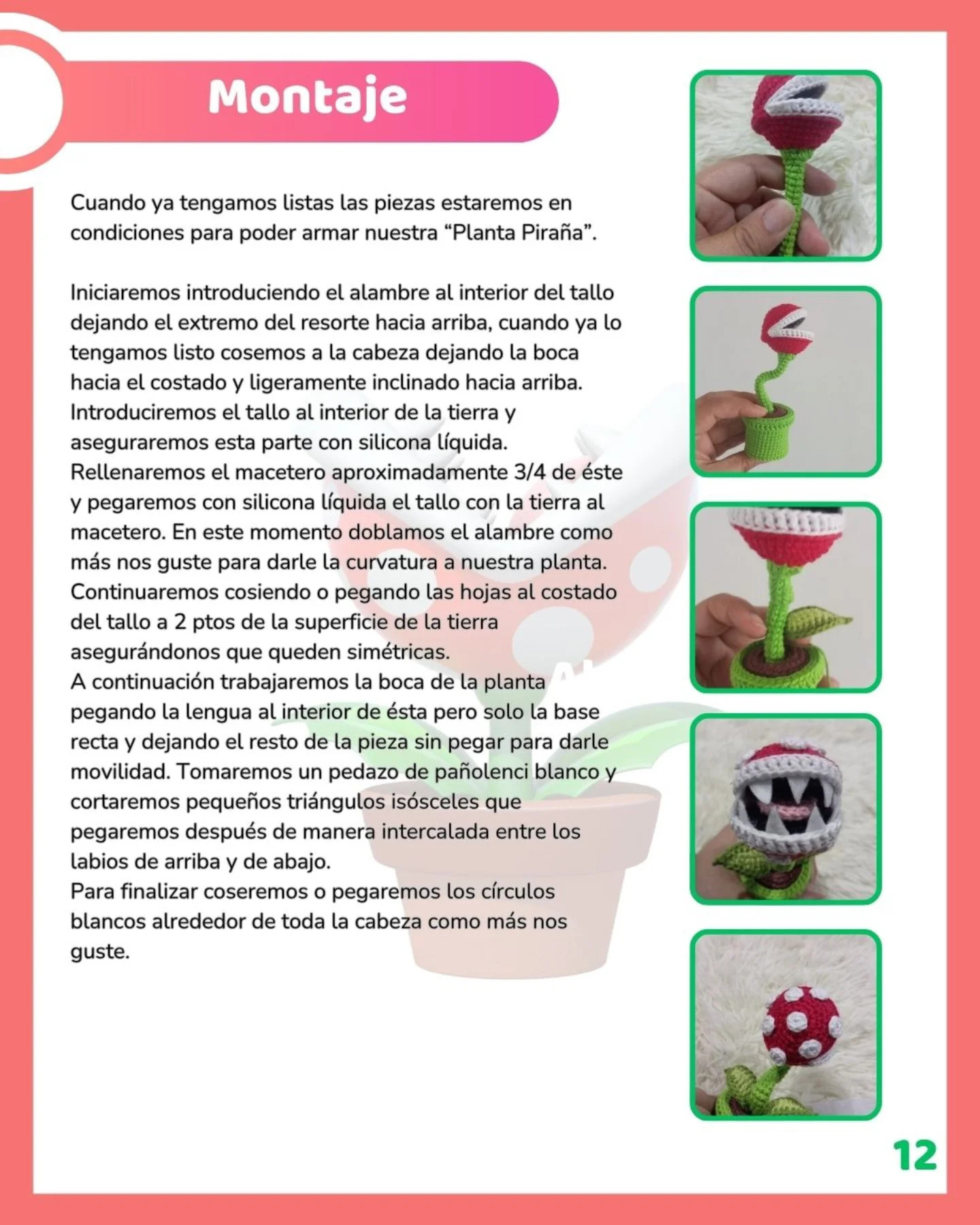 Patrón Gratuito de Crochet Planta Piraña: Guía Completa con Materiales e Instrucciones Paso a Paso