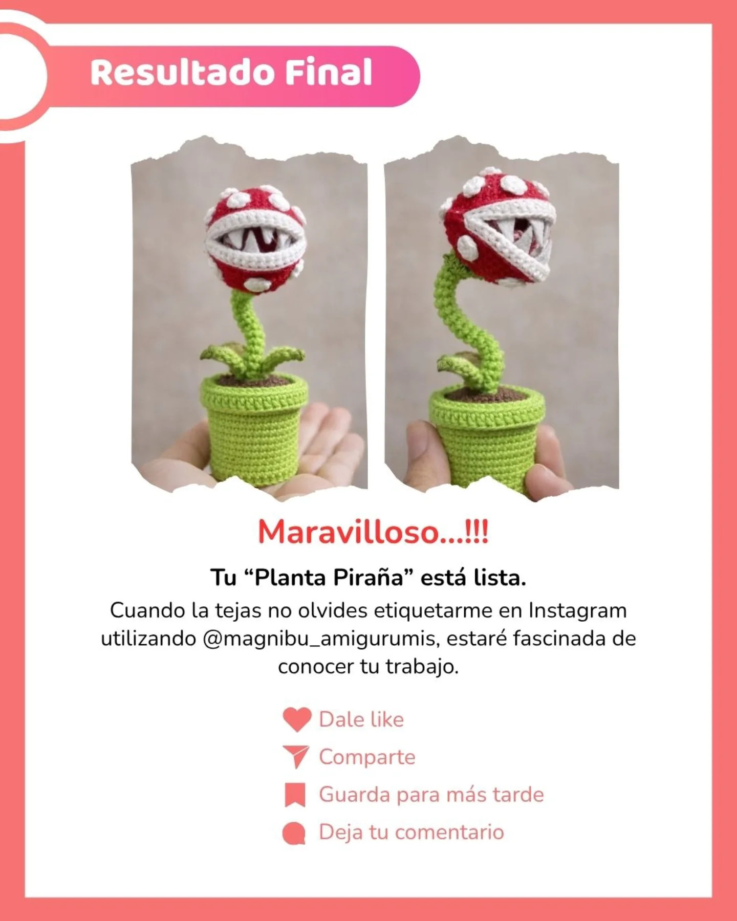 Patrón Gratuito de Crochet Planta Piraña: Guía Completa con Materiales e Instrucciones Paso a Paso