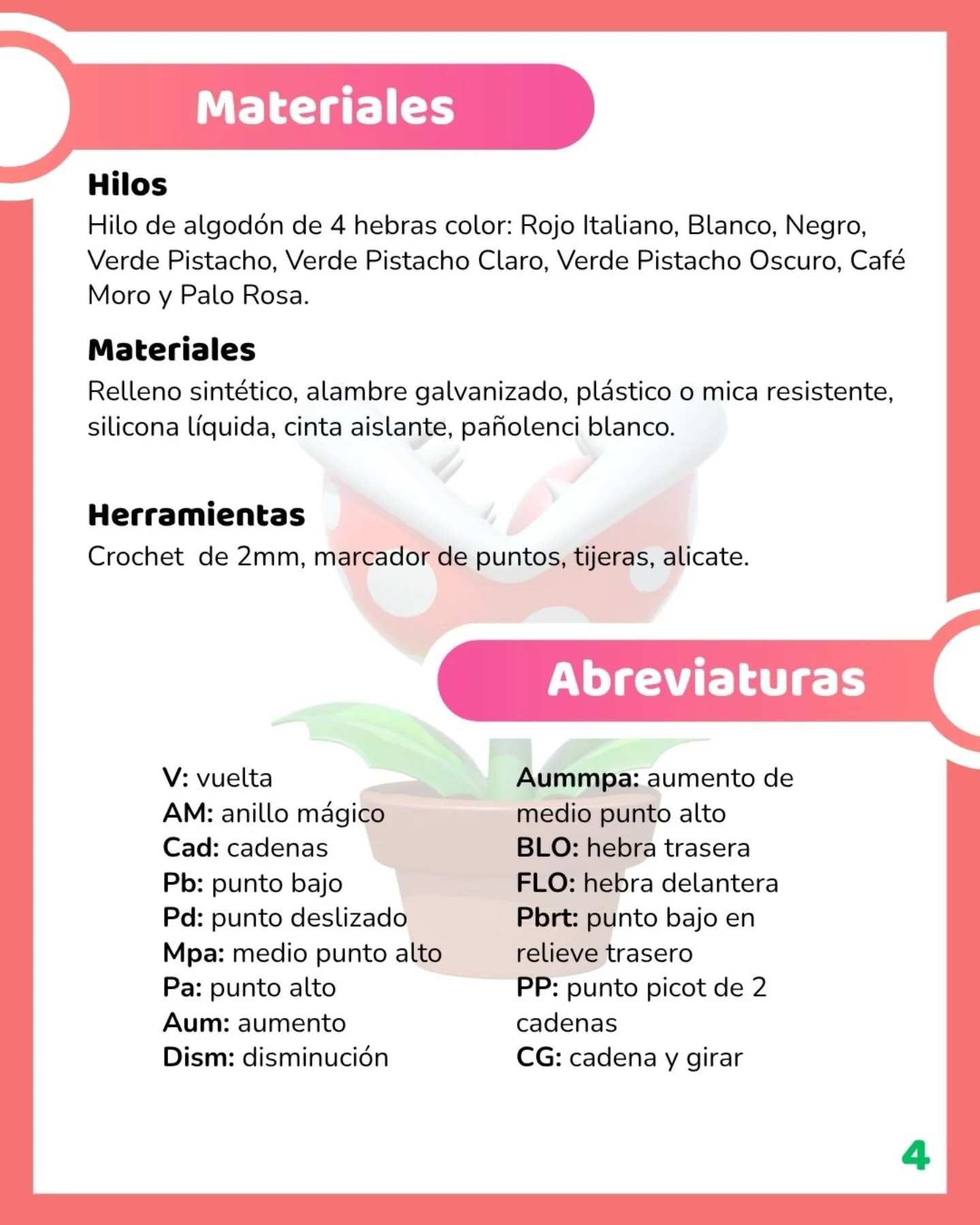 Patrón Gratuito de Crochet Planta Piraña: Guía Completa con Materiales e Instrucciones Paso a Paso