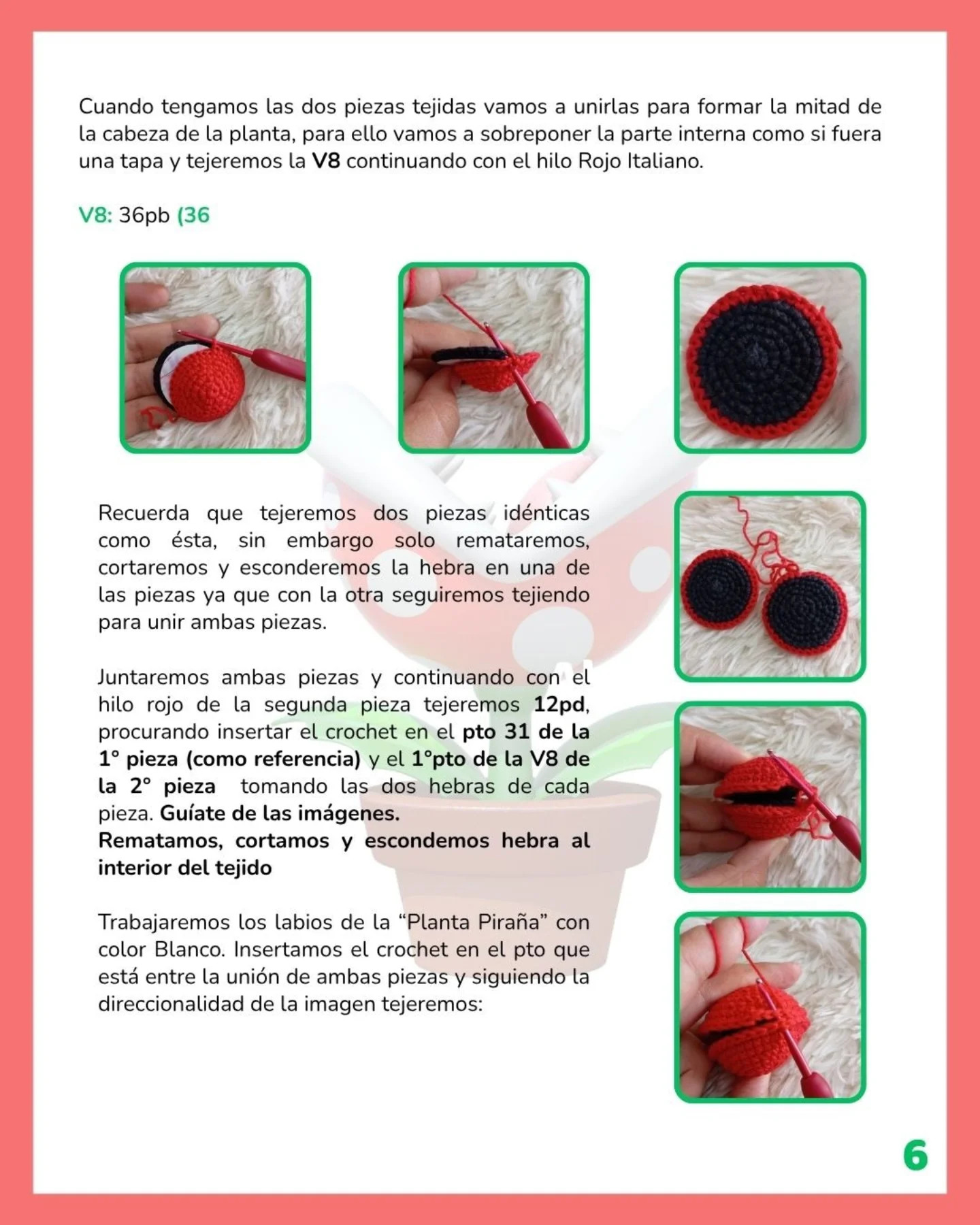 Patrón Gratuito de Crochet Planta Piraña: Guía Completa con Materiales e Instrucciones Paso a Paso