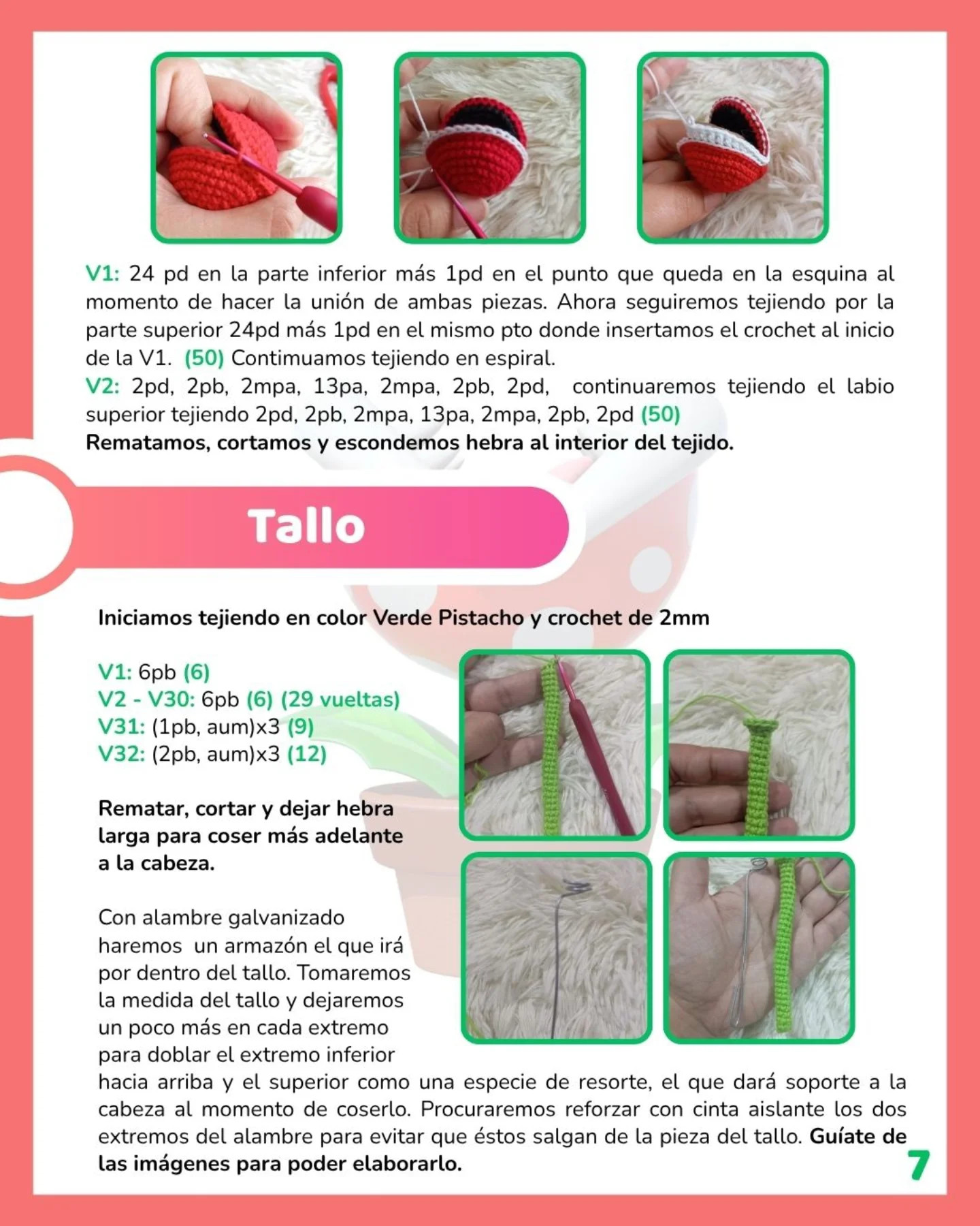 Patrón Gratuito de Crochet Planta Piraña: Guía Completa con Materiales e Instrucciones Paso a Paso
