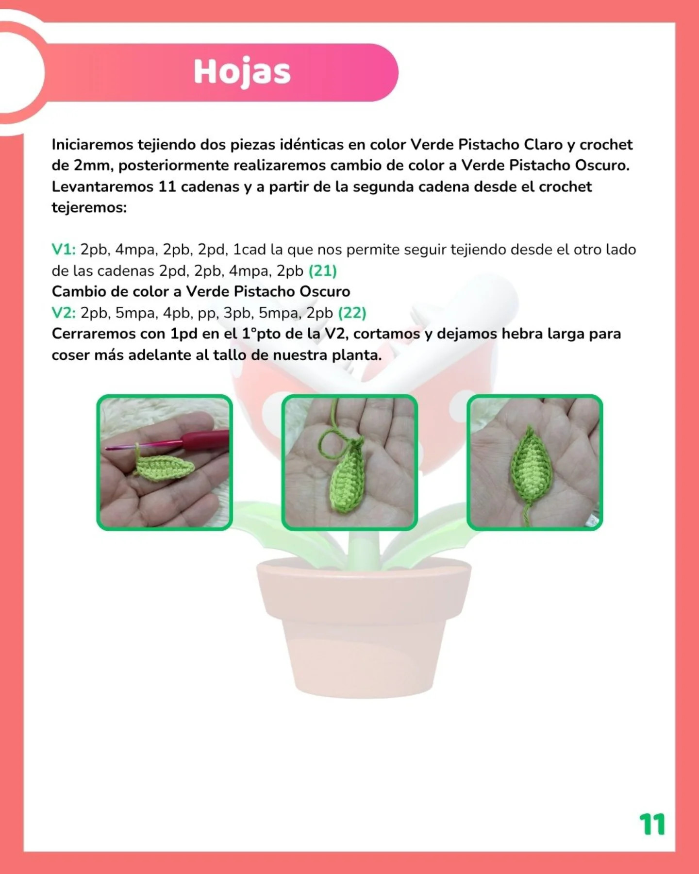 Patrón Gratuito de Crochet Planta Piraña: Guía Completa con Materiales e Instrucciones Paso a Paso