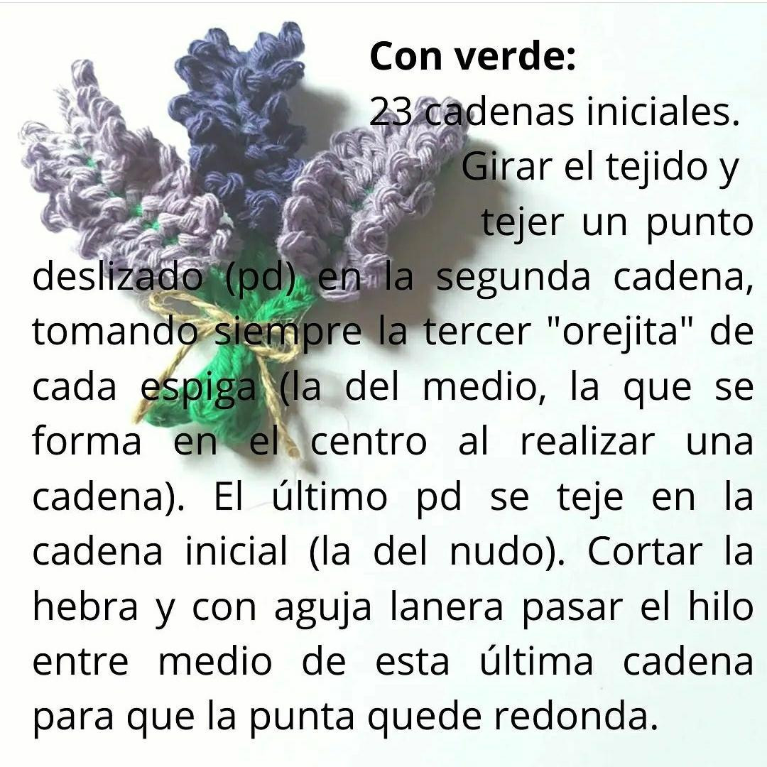 Patrón gratuito de lavanda tejida a crochet con hilo de algodón, tutorial paso a paso en español
