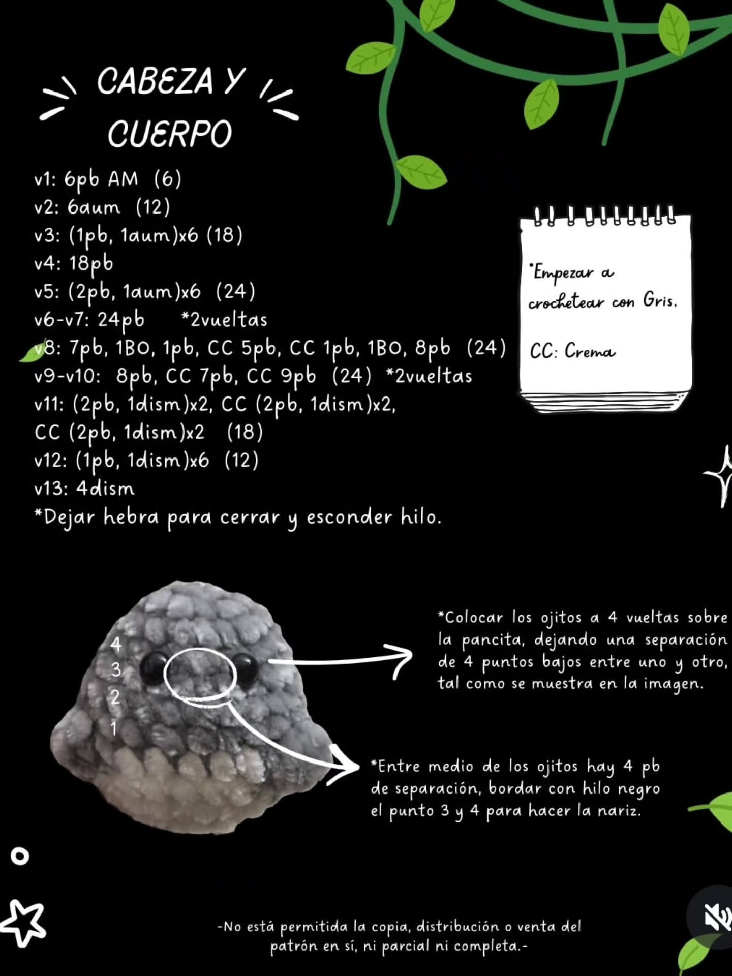 Patrón gratuito de Totoro Amigurumi en Chenille, llavero gris y crema con instrucciones paso a paso