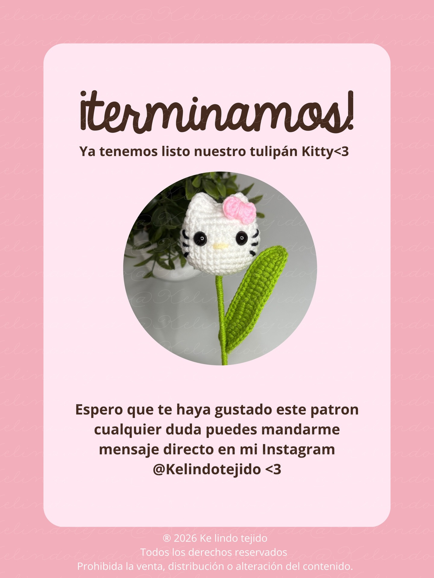 Patrón gratuito de Tulip Kitty: Diseño de amigurumi Hello Kitty en forma de tulipán con instrucciones paso a paso y materiales