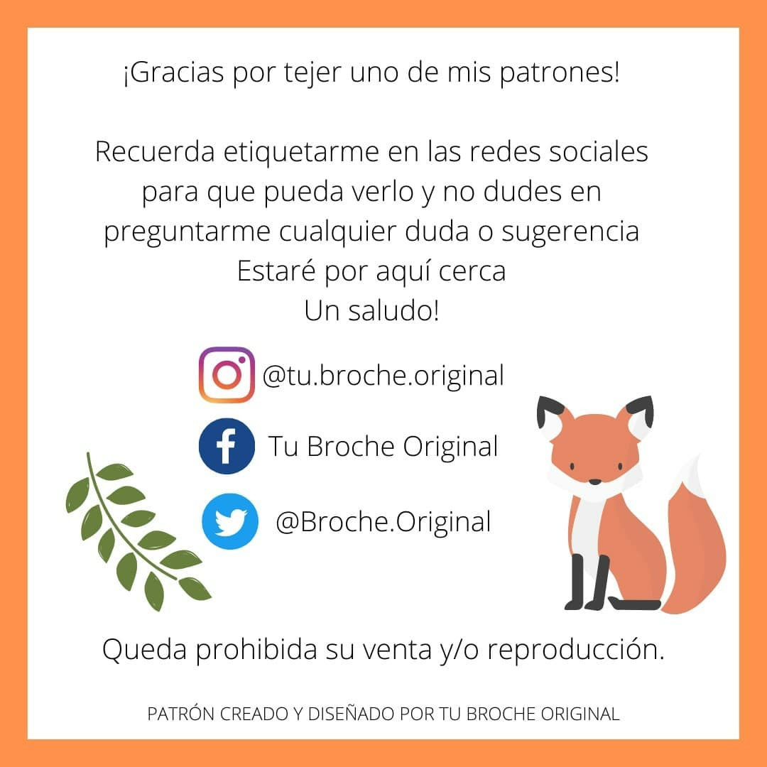 Patrón gratuito de zorro amigurumi en naranja, blanco y negro con instrucciones paso a paso