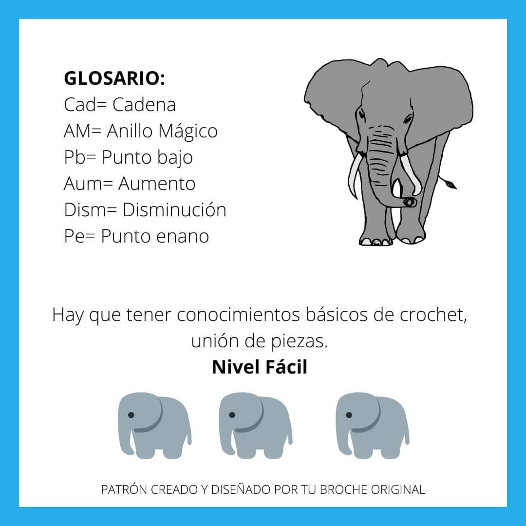 Patrón Gratuito Elefante Amigurumi - Nivel Fácil