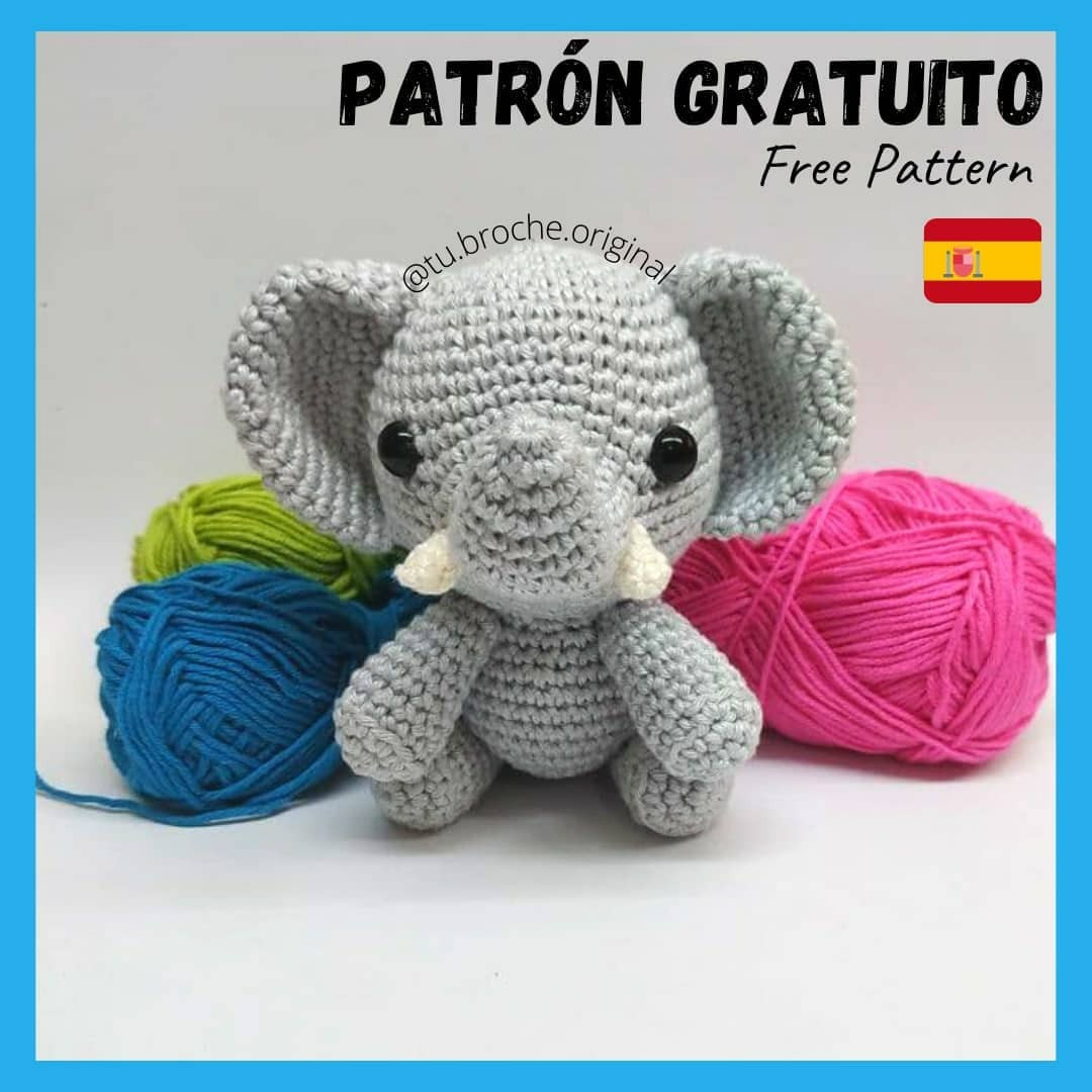 Patrón Gratuito Elefante Amigurumi - Nivel Fácil